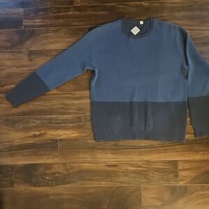 100% Cotton 1670 Hudson Baby Men's Two-Tone Blue Crewneck Sweater